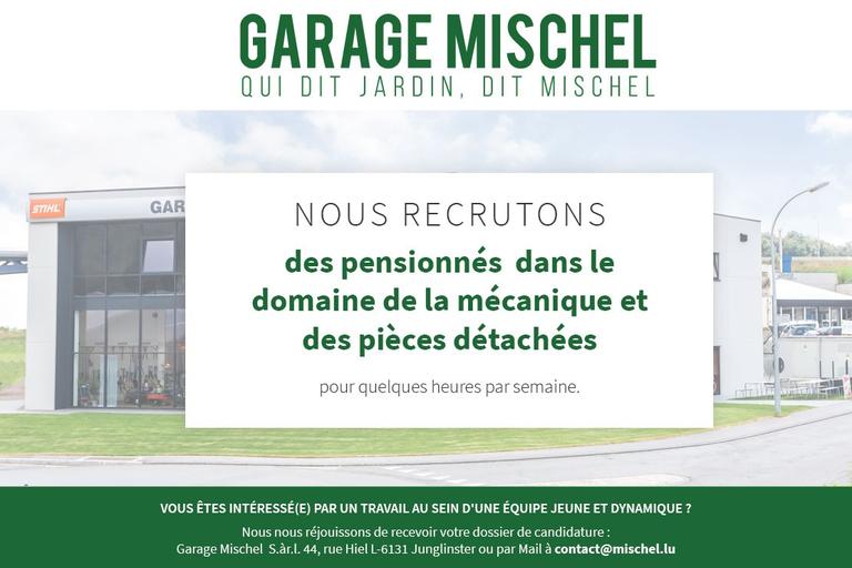 Offre d'emploi - Pensionnés dans le domaine de la mécanique / pensionierte Mechaniker und Lageristen Offre d'emploi - Pensionnés dans le domaine de la mécanique / pensionierte Mechaniker und Lageristen